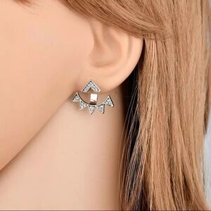 Rhinestone Ear Jackets Earrings